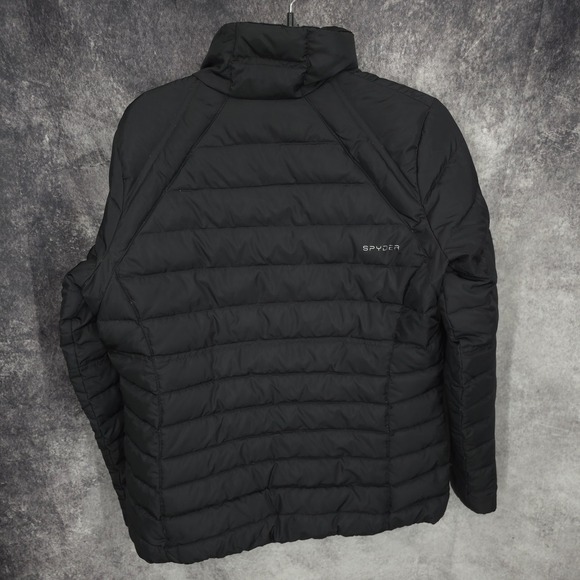 Spyder Prymo Puffer Down Jacket Womens Large Black Pink Coat Winter Ski Snow - Picture 8 of 16